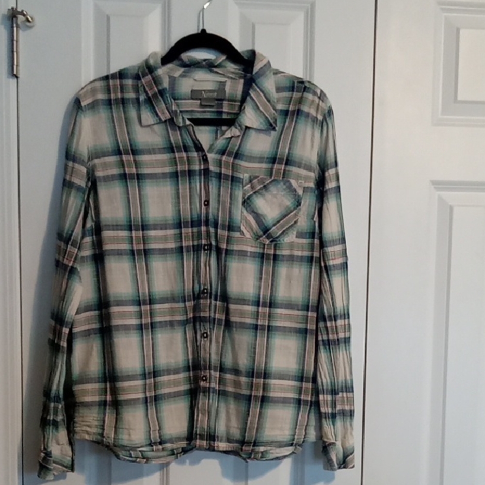 Natural Reflections Green and Blue Plaid Shirt